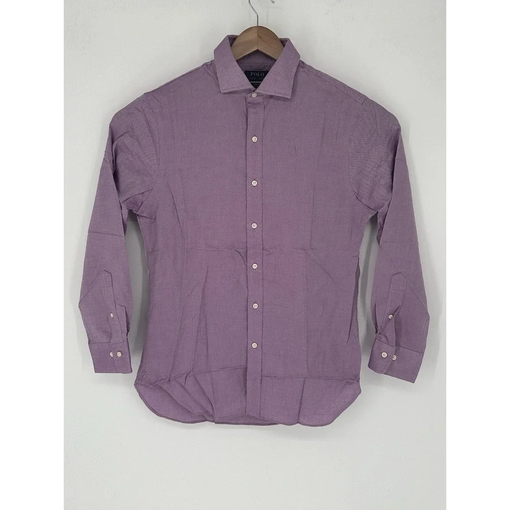 NWT Polo Ralph Lauren Purple Men's Slim Fit Easy Care Sz 17 34/35 Shirt X1